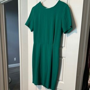 Topshop Green Sheath Mini Dress Crew Neck Short Sleeve